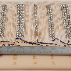 Vintage Czech rhinestone strass lace set glass 7 trims dress millinery dolls sample card 
