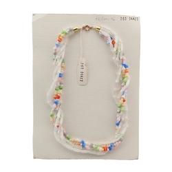 Vintage Czech 6 strand necklace satin atlas pastel marble glass beads 