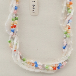 Vintage Czech 6 strand necklace satin atlas pastel marble glass beads 