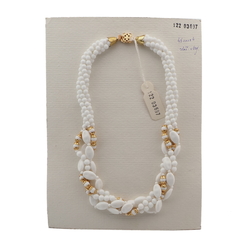 Vintage Czech 4 strand necklace white oval round glass beads 
