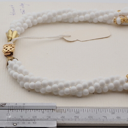 Vintage Czech 4 strand necklace white oval round glass beads 