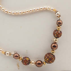 Vintage Czech necklace pearl spatter overlay lampwork glass beads 