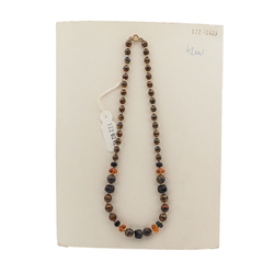 Vintage Czech necklace brown marble black topaz glass beads