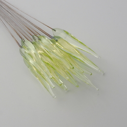Czech lampwork uranium glass spear flower part headpin bead (1 bead)