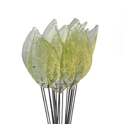 Czech lampwork uranium glass flower leaf design headpin bead (1 bead)