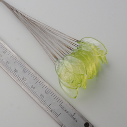 Czech lampwork uranium glass flower leaf design headpin bead (1 bead)
