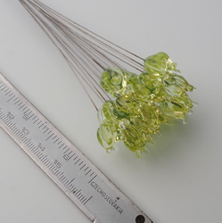 Czech lampwork uranium glass bell flower design headpin bead (1 bead)