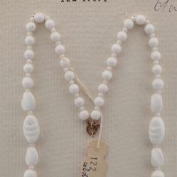 Vintage Czech necklace white round oval glass beads 24"
