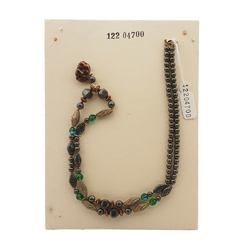 Vintage Czech necklace metallic Egyptian revival Elephant pendant glass beads 