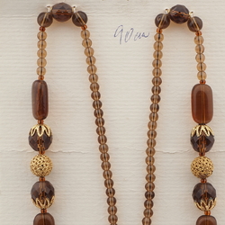 Vintage Czech necklace element glasses holder topaz glass beads