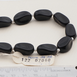 Vintage Czech necklace element black oval rectangle glass beads 