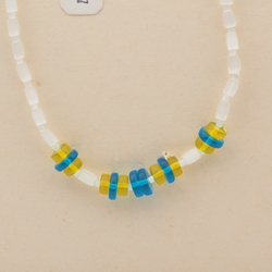 Vintage Czech necklace satin atlas blue topaz glass beads 