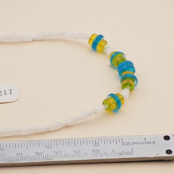 Vintage Czech necklace satin atlas blue topaz glass beads 