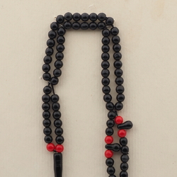 Vintage Czech black red glass bead prayer bead strand