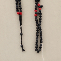 Vintage Czech black red glass bead prayer bead strand