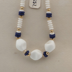 Vintage Czech necklace white blue glass beads