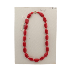 Vintage Czech necklace red hexagon glass beads