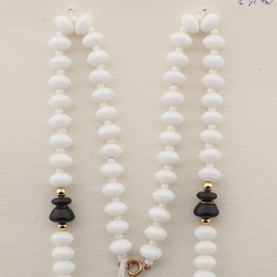 Vintage Czech necklace black white rondelle glass beads 