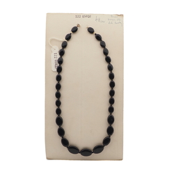 Vintage Czech necklace element black oval glass beads 18"