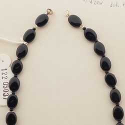 Vintage Czech necklace element black oval glass beads 18"