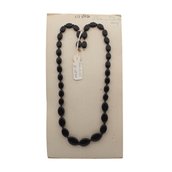 Vintage Czech necklace element black oval glass beads 22"