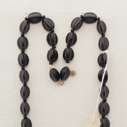 Vintage Czech necklace element black triangle glass beads 