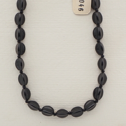 Vintage Czech necklace element black triangle glass beads 