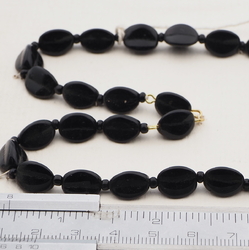 Vintage Czech necklace element black triangle glass beads 