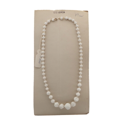 Vintage Czech necklace element white wool knot glass beads 19"