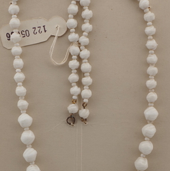 Vintage Czech necklace element white wool knot glass beads 24"