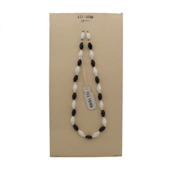 Vintage Czech necklace element white black triangle glass beads 15"