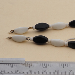Vintage Czech necklace element white black triangle glass beads 15"