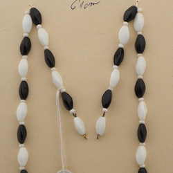 Vintage Czech necklace element white black triangle glass beads 24"