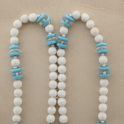 Vintage Czech necklace element white blue clear glass beads 26"
