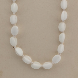 Vintage Czech necklace element white triangle glass beads 15"