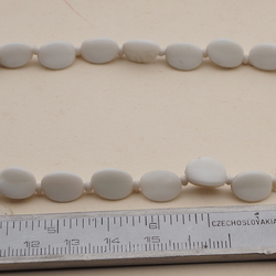 Vintage Czech necklace element white triangle glass beads 15"