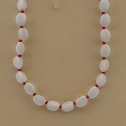 Vintage Czech necklace element white triangle glass beads 24"