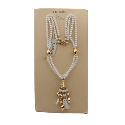 Vintage Czech 2 strand tassle necklace white glass beads 