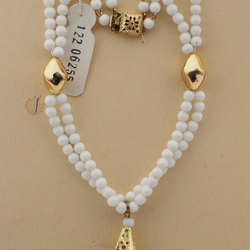 Vintage Czech 2 strand tassle necklace white glass beads 