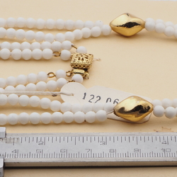Vintage Czech 2 strand tassle necklace white glass beads 