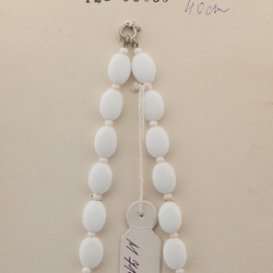 Vintage Czech necklace white oval glass beads 15"