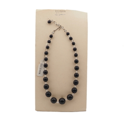 Vintage Czech choker necklace clear black glass beads