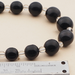 Vintage Czech choker necklace clear black glass beads