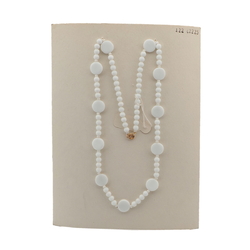 Vintage Czech necklace white round disc glass beads 