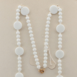 Vintage Czech necklace white round disc glass beads 