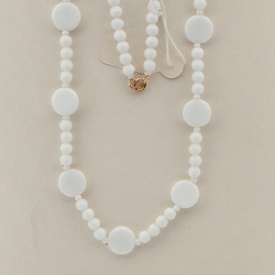Vintage Czech necklace white round disc glass beads 