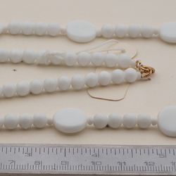 Vintage Czech necklace white round disc glass beads 