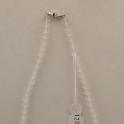 Vintage Czech necklace pink flower frost glass beads