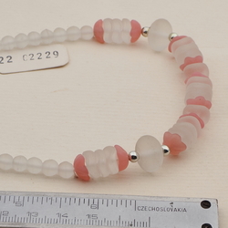 Vintage Czech necklace pink flower frost glass beads