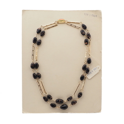 Vintage Czech 2 strand necklace aventurine goldstone black glass beads 